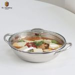 [M.v.Eisenberg] KUCHEN BAUM Stainless Steel Stew Pot – Safe & Hygienic, Induction-Compatible, Glass Lid with Steam Vent to Prevent Boil-Over